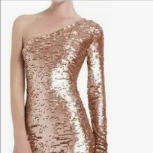 Bcbgmaxazria Dress.  Rose Gold Sequin, Cocktail Dress